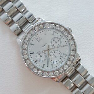 Reitmans Silver Toned  Watch with  Rhinestones